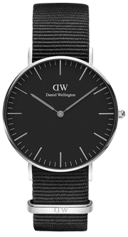 Daniel Wellington Classic Cornwall Black Dial Black Nylon Strap Watch For Women - DW00100149