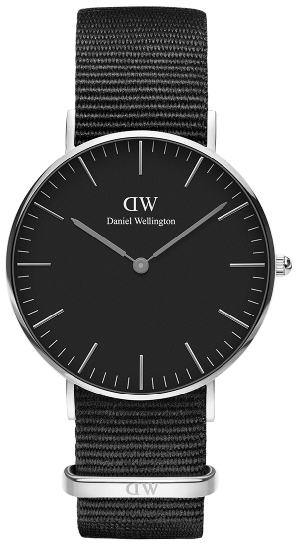 Daniel Wellington Classic Cornwall Black Dial Black Nylon Strap Watch For Women - DW00100149
