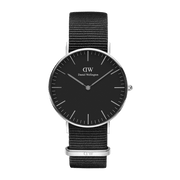 Daniel Wellington Classic Cornwall Black Dial Black Nylon Strap Watch For Women - DW00100149