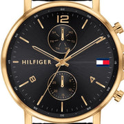 Tommy Hilfiger Daniel Black Dial Black Leather Strap Watch for Men - 1710417