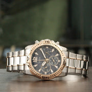 Guess Commander Chronograph Blue Dial Two Tone Steel Strap Watch for Men - GW0056G5