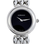 Versace V-Flare Quartz Black Dial Silver Steel Strap Watch for Women - VEBN00618