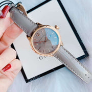 Burberry The Classic Quartz Grey Dial Grey Leather Strap Watch For Women - BU10119