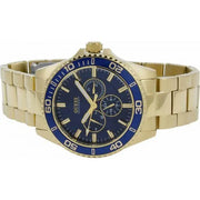 Guess Chaser Multifunction Blue Dial Gold Steel Strap Watch for Men - W0172G5