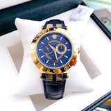 Versace V-Race Multifunction Chronograph Blue Dial Blue Leather Strap Watch For Men - VEBV00219