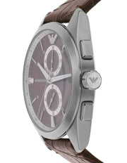 Emporio Armani Claudio Chronograph Brown Dial Brown Leather Strap Watch For Men - AR11482