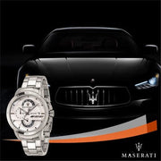 Maserati Ingegno Chronograph White Dial Silver Steel Strap Watch For Men - R8873619004