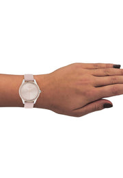 Calvin Klein City White Dial White Leather Strap Watch for Women - K2G231XH