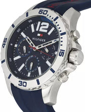 Tommy Hilfiger Nolan Chronograph Blue Dial Blue Rubber Strap Watch for Men - 1791142
