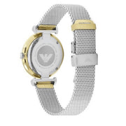 Emporio Armani Gianni T Bar Mother of Pearl Dial Silver Mesh Bracelet Watch For Women - AR2068