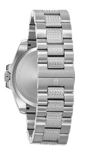 Bulova Crystal Collection Chronograph Black Dial Two Tone Steel Strap Watch for Men - 96C126