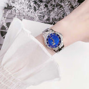 Bulova Crystal Collection Blue Mother of Pearl Dial Silver Steel Strap Watch for Women - 96L238