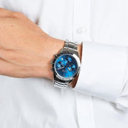 Hugo Boss Talent Chronograph Blue Dial Silver Steel Strap Watch for Men - 1513582