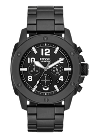 Fossil Machine Chronograph Black Dial Black Steel Strap Watch for Men - FS4927