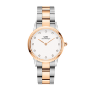 Daniel Wellington Iconic Link White Dial Two Tone Steel Strap Watch For Women - DW00100358