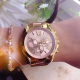 Michael Kors Bradshaw Gold Dial Two Tone Steel Strap Watch for Women - MK6359