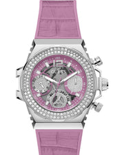 Guess Fusion Chronograph Pink Dial Pink Leather Strap Watch for Women - GW0553L1