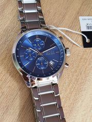 Hugo Boss Grand Prix Chronograph Blue Dial Silver Steel Strap Watch for Men - 1513478