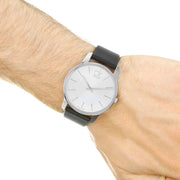 Calvin Klein City White Dial Black Leather Strap Watch For Men - K2G211C6