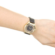 Marc Jacobs Henry Skeleton Black Dial Black Leather Strap Watch for Women - MBM1340