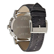 Burberry The City Grey Dial Black Leather Strap Watch for Men - BU9362