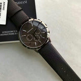Emporio Armani Sportivo Chronograph Black Dial Brown Leather Strap Watch For Men - AR2462