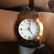 Marc Jacobs Amy White Dial Rose Gold Steel Strap Watch for Women - MBM3077