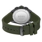 Hugo Boss Volane Chronograph Grey Dial Green Silicone Strap Watch For Men - 1513952