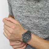 Hugo Boss Volane Chronograph Grey Dial Green Silicone Strap Watch For Men - 1513952