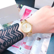 Michael Kors Gabbi Crystals Gold Dial Gold Steel Strap Watch For Women - MK3985