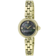 Marc Jacobs Courtney Mother of Pearl Black Dial Gold Steel Strap Watch for Women - MJ3460