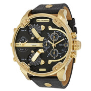 Diesel Mr Daddy Chronograph Black Dial Black Leather Strap Watch For Men - DZ7371