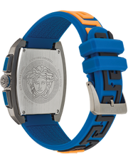 Versace Iconic Dominus Chronograph Blue Dial Blue Rubber Strap Watch For Men - VE6H00323