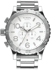 Nixon 51-30 Chrono Silver Dial Silver Steel Strap Watch for Men - A083-488