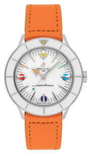 Breitling Superocean Heritage '57 Pastel Paradise White Dial Orange Leather Watch for Women - A10340A11A1X1