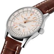 Breitling Navitimer 1 Automatic 41mm White Dial Brown Leather Strap Mens Watch - U17326241G1P2