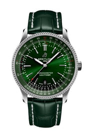 Breitling Navitimer Automatic 41mm Green Dial Green Leather Strap Watch for Men - A17326361L1P1