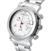 Gucci G Chrono Chronograph White Dial Silver Steel Strap Watch For Men - YA101339