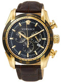 Versace V-Ray Chronograph Black Dial Brown Leather Strap Watch For Men - VEDB00318
