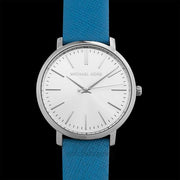 Michael Kors Jaryn Quartz Silver Dial Blue Leather Strap Watch For Women - MK2495