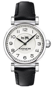 Coach Madison White Dial Black Leather Strap Watch for Women - 14502406