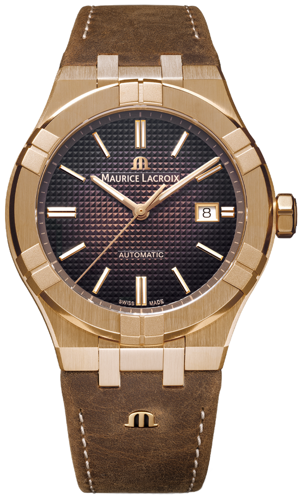 Maurice Lacroix Aikon Automatic Brown Dial Brown Leather Strap Watch For Men - AI6008-BRZ01-730-3