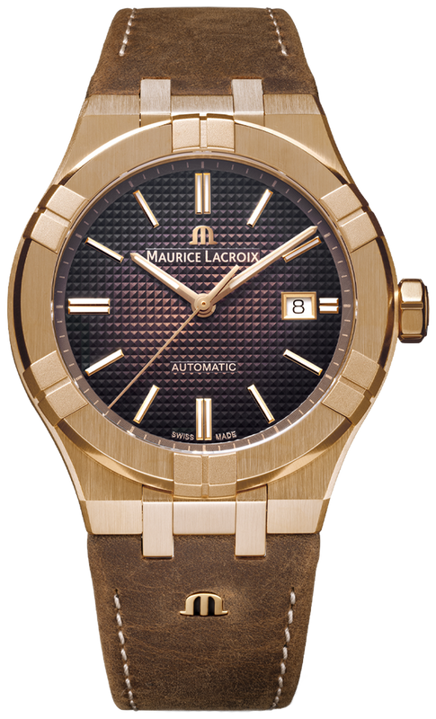 Maurice Lacroix Aikon Automatic Brown Dial Brown Leather Strap Watch For Men - AI6008-BRZ01-730-3