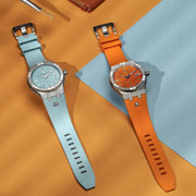 Maurice Lacroix Aikon Automatic Date Orange Dial Silver Steel Strap Watch For Men - AI6008-SS00F-530-E