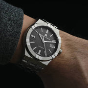 Maurice Lacroix Aikon Automatic Black Dial Silver Steel Strap Watch For Men - AI6008-SS002-330-1