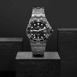 Maurice Lacroix Aikon Venturer Automatic Black Dial Silver Steel Strap Watch For Men - AI6057-SSL22-330-1
