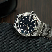 Maurice Lacroix Aikon Venturer Black Dial Silver Steel Strap Watch for Men - AI6058-SS002-330-1