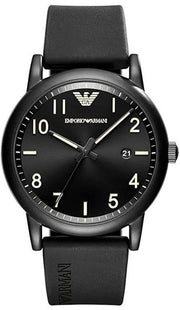 Emporio Armani Luigi Quartz Black Dial Black Silicon Strap Watch For Men - AR11071