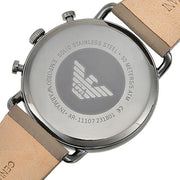 Emporio Armani Aviator Chronograph Grey Dial Beige Leather Strap Watch For Men - AR11107