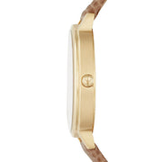 Emporio Armani Kappa Quartz Mother of Pearl Taupe Dial Brown Leather Strap Watch For Men - AR11151